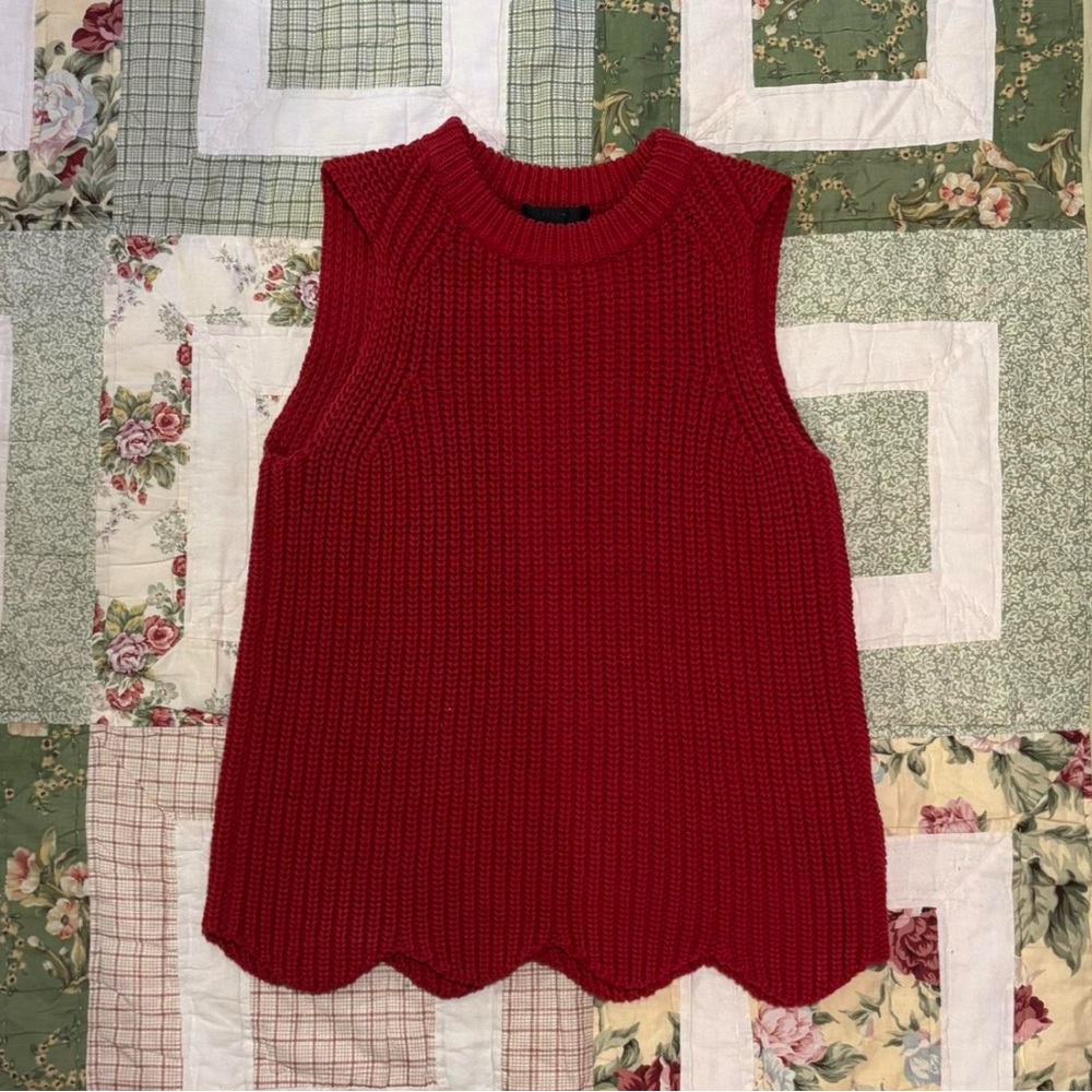 Red Scalloped Knit Top
